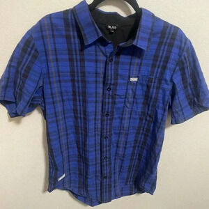 LRG‎ men’s striped casual short sleeve button down shirt size Medium